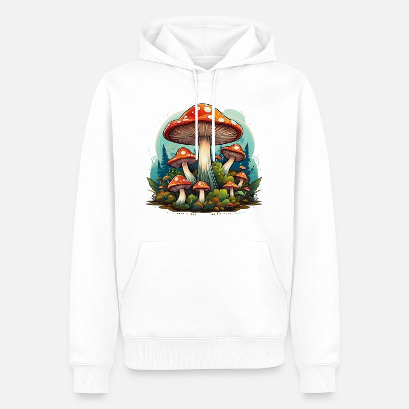 Champignons dans la forêt – les champignons portent chance ! - Sweat à capuche Premium bio Homme - blanc