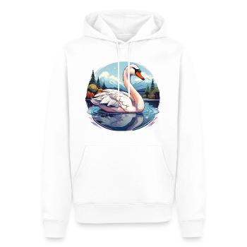 Un cygne nageant sur un lac - Sweat à capuche Premium bio Homme - blanc - Devant - Nico (187cm)