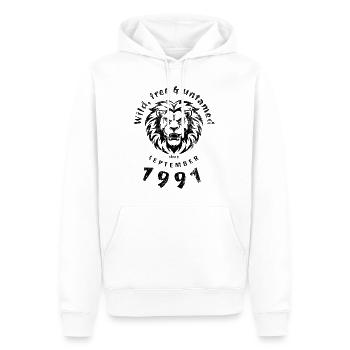 33. Geburtstag Wild, free & untamed since 09/1991 - Men’s Premium Organic Hoodie - white - Front - Nico (187cm)