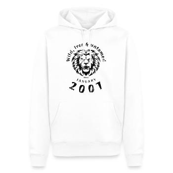 18. Geburtstag Sauvage, libre et indompté depuis 01/2007 - Sweat à capuche Premium bio Homme - blanc - Devant - Nico (187cm)