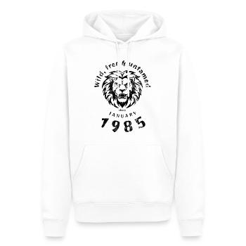40. Geburtstag Sauvage, libre et indompté depuis 01/1985 - Sweat à capuche Premium bio Homme - blanc - Devant - Nico (187cm)