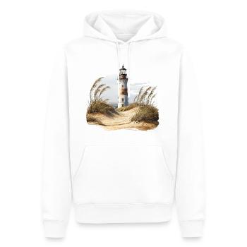 Lighthouse behind the dunes - Men’s Premium Organic Hoodie - white - Front - Nico (187cm)