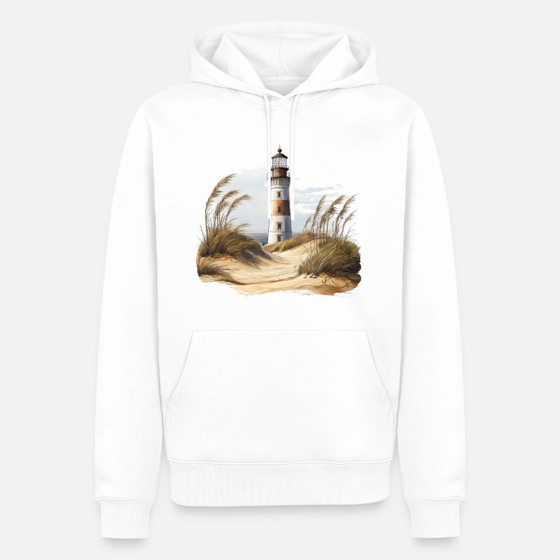 Lighthouse behind the dunes - Men’s Premium Organic Hoodie - white
