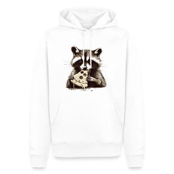 Raton laveur mangeant de la pizza - Sweat à capuche Premium bio Homme - blanc - Devant - Nico (187cm)