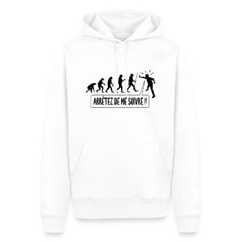 Arrêtez de me suivre !! Humour Evolution Humaine - Sweat à capuche Premium bio Homme - blanc - Devant - Nico (187cm)
