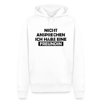 Nicht Ansprechen Ich Habe Eine Freundin - Männer Premium Bio Hoodie - Weiß - Vorne - Nico (187cm)