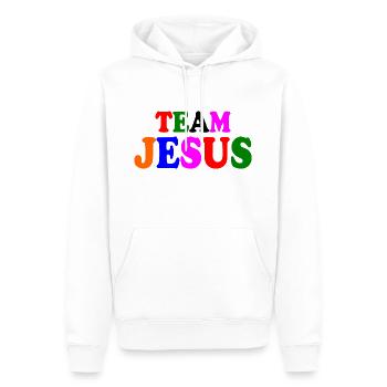 Team jesus - Sweat à capuche Premium bio Homme - blanc - Devant - Nico (187cm)