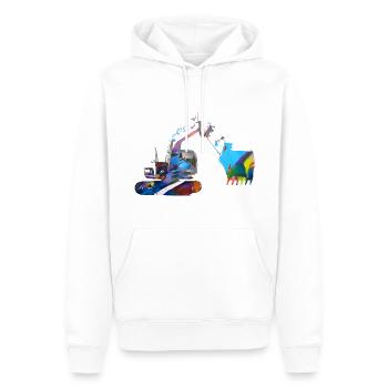 Excavatrice,Conduite de pelle,Conduite d’excavatrice,Graffiti - Sweat à capuche Premium bio Homme - blanc - Devant - Nico (187cm)
