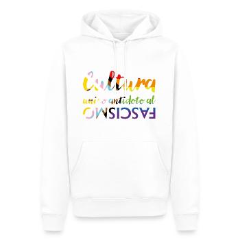 La culture comme antidote au fascisme - Sweat à capuche Premium bio Homme - blanc - Devant - Nico (187cm)