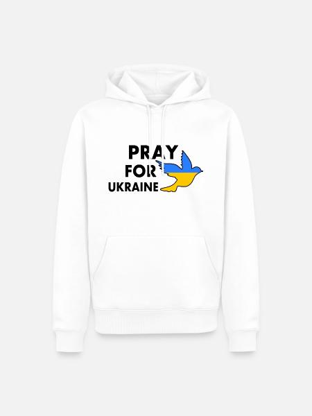 Pray for ukraine - Männer Premium Bio Hoodie - Weiß