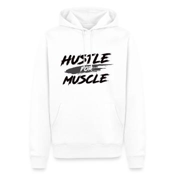 Hustle For Muscle - Gym Fitness Workout Motivation - Sweat à capuche Premium bio Homme - blanc - Devant - Nico (187cm)