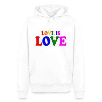 Love is love - Sweat à capuche Premium bio Homme - blanc - Devant - Nico (187cm)
