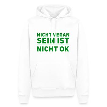 Nicht Vegan Sein Ist Nicht Ok - Veganer Spruch - Männer Premium Bio Hoodie - Weiß - Vorne - Nico (187cm)