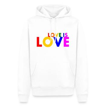 Love is love - Sweat à capuche Premium bio Homme - blanc - Devant - Nico (187cm)