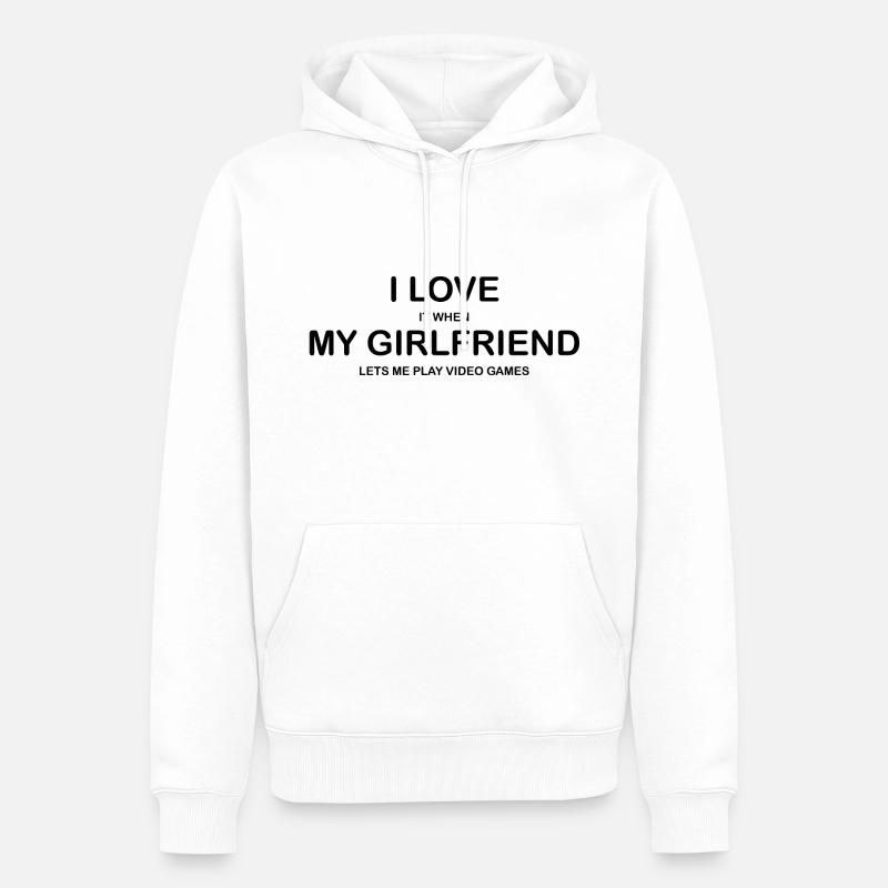 J’aime ma petite amie - Sweat à capuche Premium bio Homme - blanc