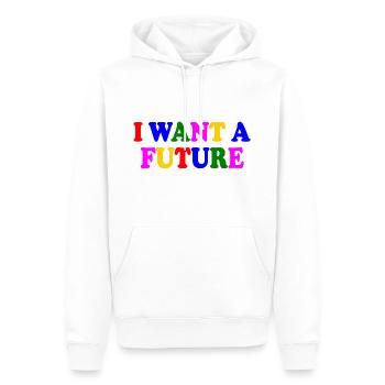 I want a future - Sweat à capuche Premium bio Homme - blanc - Devant - Nico (187cm)