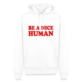 Be a nice human - Sweat à capuche Premium bio Homme - blanc - Devant - Nico (187cm)