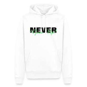 NE JAMAIS ABANDONNER - MOTIVATION - SLOGAN - PERSÉVÉRANCE - Sweat à capuche Premium bio Homme - blanc - Devant - Nico (187cm)