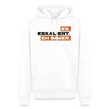 Es Eskaliert Eh Immer - Männer Premium Bio Hoodie - Weiß - Vorne - Nico (187cm)