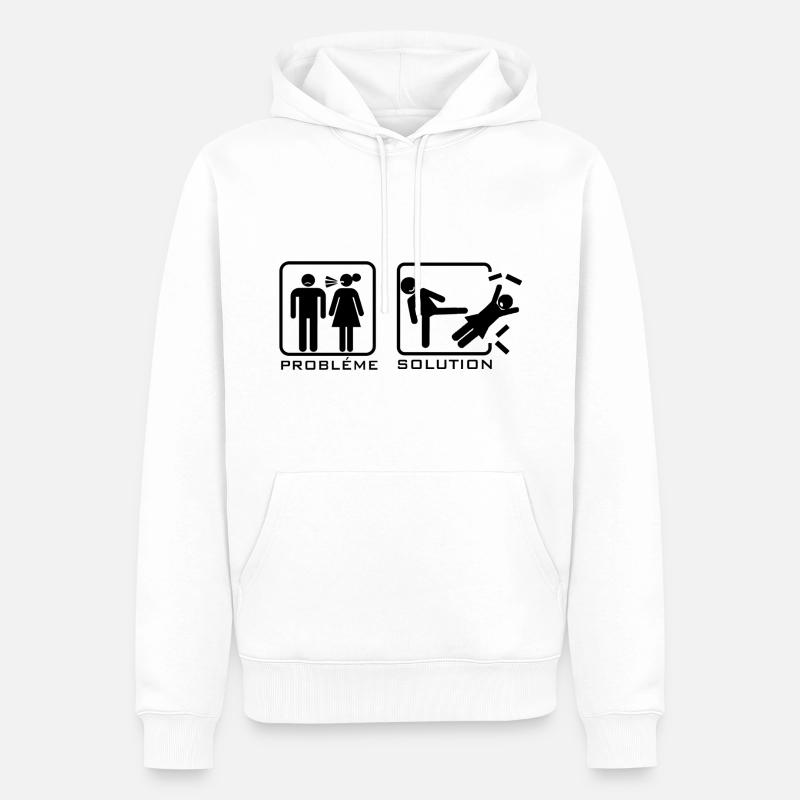 Problème, solution - Sweat à capuche Premium bio Homme - blanc