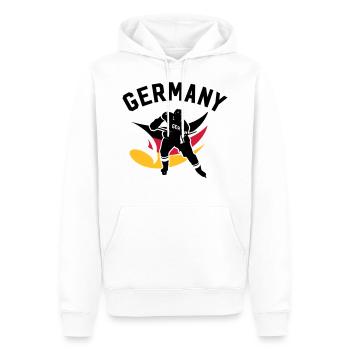 GERMANY EISHOCKEY STÜRMER MIT ADLER - Männer Premium Bio Hoodie - Weiß - Vorne - Nico (187cm)