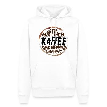 Gebt mir einen Kaffee und niemand wird verletzt - Männer Premium Bio Hoodie - Weiß - Vorne - Nico (187cm)