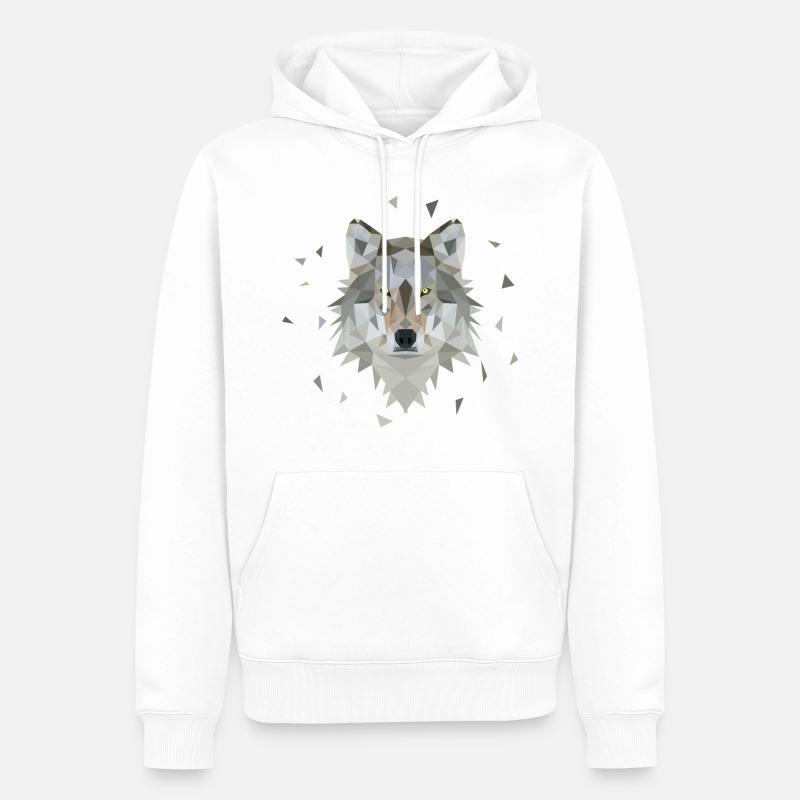 Wolf - Männer Premium Bio Hoodie - Weiß