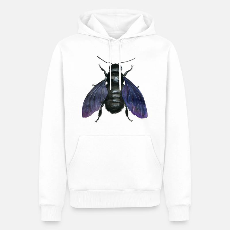 abeille en bois noire - Sweat à capuche Premium bio Homme - blanc