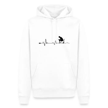 Typ auf der Toilette mit seinem Handy in der Hand - Männer Premium Bio Hoodie - Weiß - Vorne - Nico (187cm)