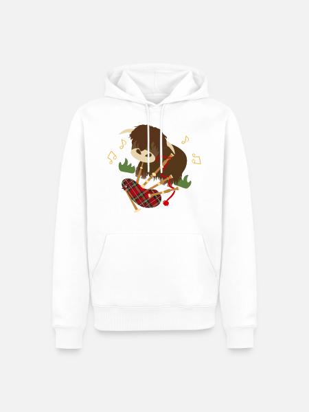 Highland Cattle Play Dudelsack - schwarz - Männer Premium Bio Hoodie - Weiß