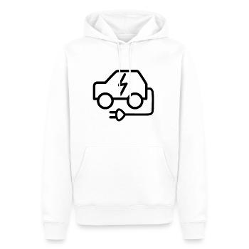 Voiture électrique et câble de recharge - Sweat à capuche Premium bio Homme - blanc - Devant - Nico (187cm)
