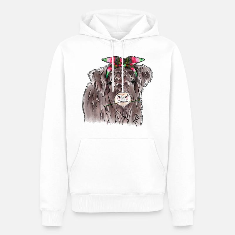 Vache de chéri de highland - Sweat à capuche Premium bio Homme - blanc