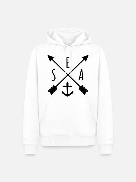 Sea Anker Pfeil - Männer Premium Bio Hoodie - Weiß