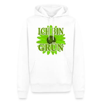 Je suis vert - Fleur de margarite - Sweat à capuche Premium bio Homme - blanc - Devant - Nico (187cm)