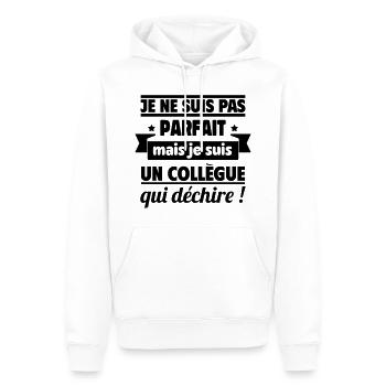 Collègue Qui Déchire Humour Travail - Sweat à capuche Premium bio Homme - blanc - Devant - Nico (187cm)