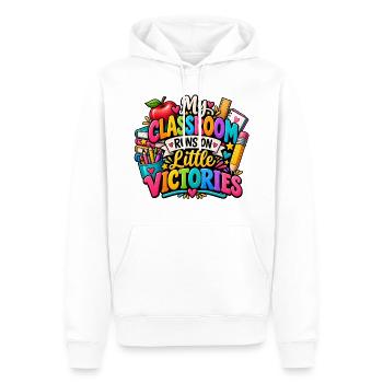 My Classroom Runs on Little Victories - Männer Premium Bio Hoodie - Weiß - Vorne - Nico (187cm)