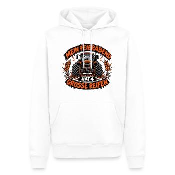 Mein Feierabend hat 4 große Reifen – Traktor - Männer Premium Bio Hoodie - Weiß - Vorne - Nico (187cm)