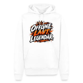 Offline. Laut. Legendär. - Männer Premium Bio Hoodie - Weiß - Vorne - Nico (187cm)