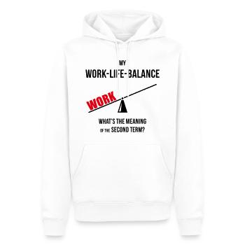 Meine Work-Life-Balance – Zweites Semester? (Wippe POS2C) - Männer Premium Bio Hoodie - Weiß - Vorne - Nico (187cm)