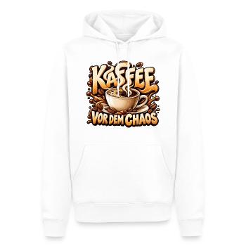 Kaffee vor dem Chaos Lustiges Geschenk für Freunde - Männer Premium Bio Hoodie - Weiß - Vorne - Nico (187cm)