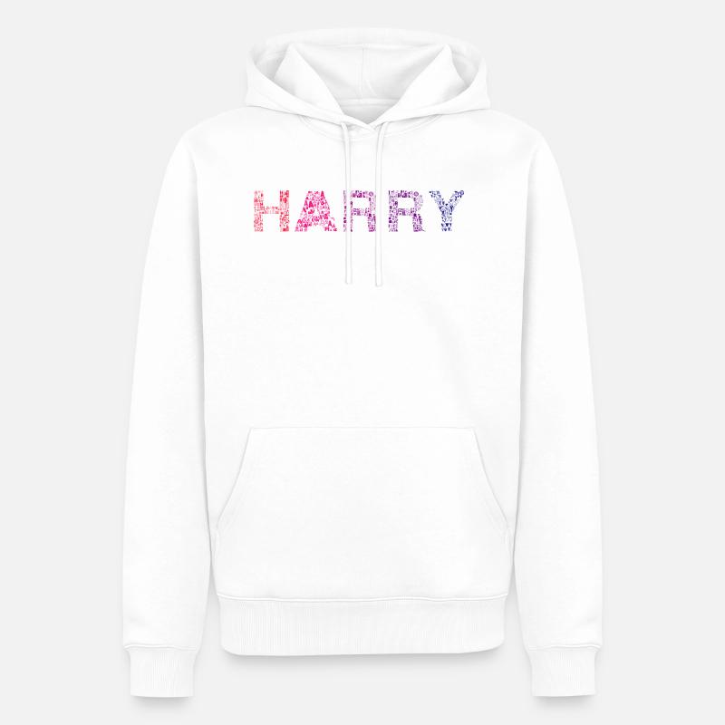 Harry Brief Name - Männer Premium Bio Hoodie - Weiß