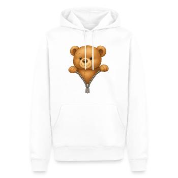 Teddy Bear with Zipper - Sweet Bear - Men’s Premium Organic Hoodie - white - Front - Nico (187cm)