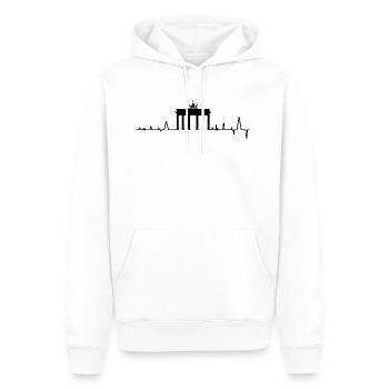 Herzschlag Brandenburger Tor Berlin - Männer Premium Bio Hoodie - Weiß - Vorne - Nico (187cm)