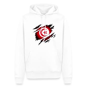 La Tunisie dans l’âme - Sweat à capuche Premium bio Homme - blanc - Devant - Nico (187cm)