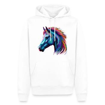 Chevaux Cheval Tête de Cheval Amoureux Néon Coloré - Sweat à capuche Premium bio Homme - blanc - Devant - Nico (187cm)