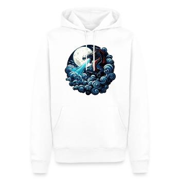 Mystischer Drache, der Wasser im Mondlicht spuckt - Männer Premium Bio Hoodie - Weiß - Vorne - Nico (187cm)