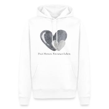 Deux cœurs, un début plein d’amour - Sweat à capuche Premium bio Homme - blanc - Devant - Nico (187cm)