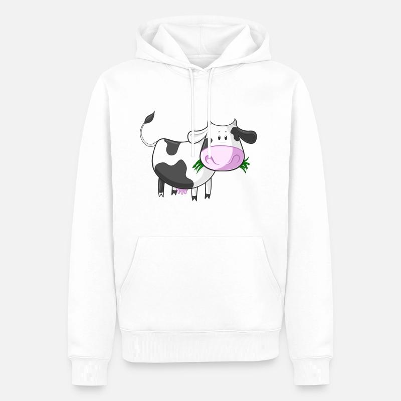 vache comique Grignotage - Sweat à capuche Premium bio Homme - blanc