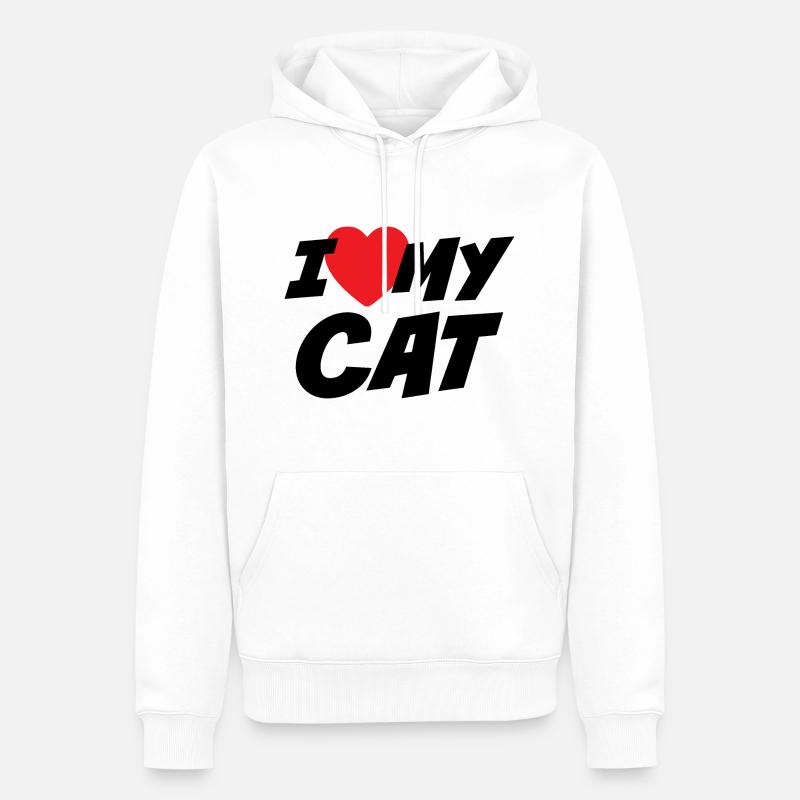 J’aime mon chat - Sweat à capuche Premium bio Homme - blanc