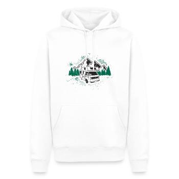 Vacances en camping-car - Sweat à capuche Premium bio Homme - blanc - Devant - Nico (187cm)